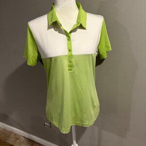 Cutter and Buck Shortsleeve Bailey Block Golf Polo Womens Medium EUC Lime Green